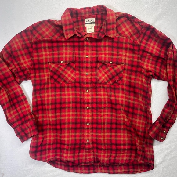 Ariat Heber Retro Fit Pearl Snap Button Shirt Mens XXL Plaid Farm Ranch 1726 - Picture 1 of 7
